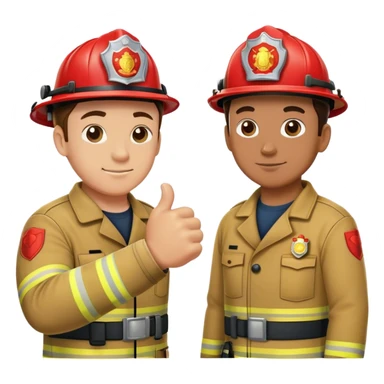 A fireman and a medical standing together and making fist bump  sticker