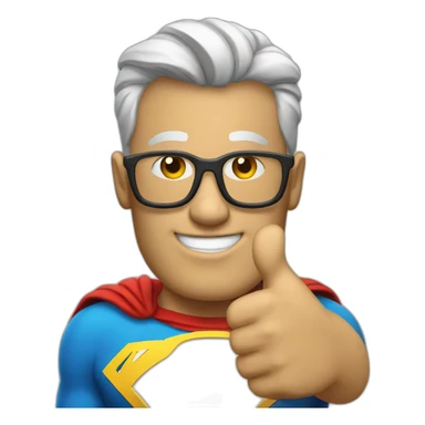 Portrait Super hero with thumbs up and shirt like logo sticker