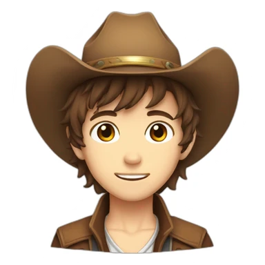 brown haired anime boy with cowboy hat sticker