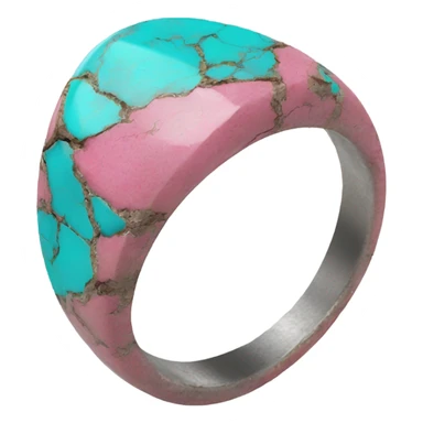 Realistic isolated cracked pink stoned western turquoise ring. sticker
