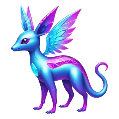 Shiny Exotic Futuristic Tropical Colorful Neon-colored Glittery Ethereal Sparkly Amaura-Aurorus-Fakémon-hybrid-creature (full body)  sticker