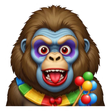 a hungry gorilla eating a clown  sticker