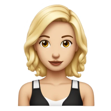 una chica blanca con cabello rubio, ropa rosa, ojos color miel con cabello lacio tomando fuzetea de té negro sticker