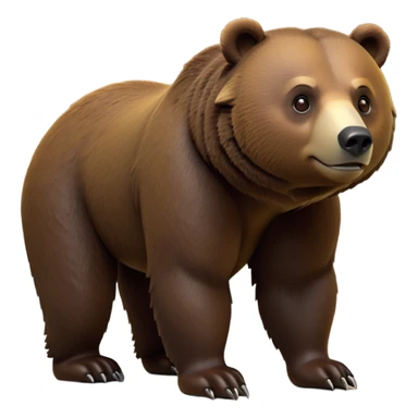 cinematic-[grizzly bear]-realistic-full-body-standing on all fours-emoji,-tail-tucked-close,-head-tilted-dramatically,-thick-[dark brown]-fur,-simplified-yet-realistic-focused-features,-highly-detailed,-glowing-with-an-almost-sarcastic-glow sticker