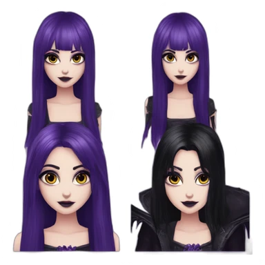 Elissabat -with bangs -long-hair-dark-plumpurple-and-black-vampire-goth-makeup-pinkeyes-romanticgothcloses- sticker