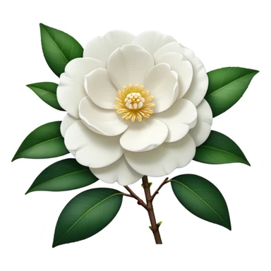 single White Camellia Japonica, straight stem sticker
