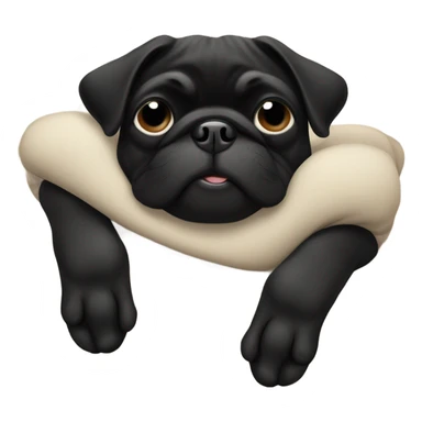Black pug sleeping upside down with feet in the air sticker