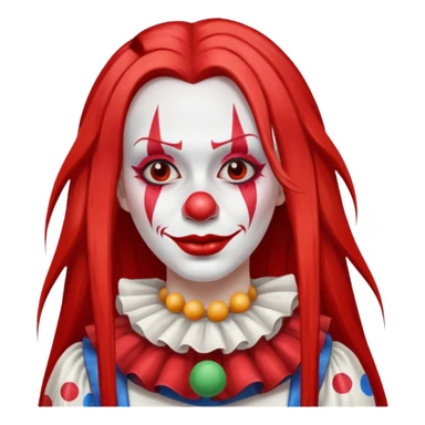 red straight very  long hair female clown sticker