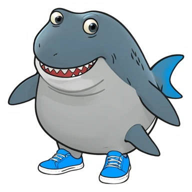 Fat shark with blue shoes sticker