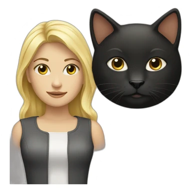blond woman and black cat sticker