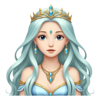 Beautiful fantasy girl with metal jewelry and long flowing hair, fantasy princess sticker