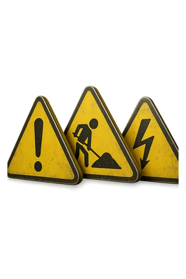 segnali di allarme 3d fluttuano in aria, iperrealistici 4k sticker