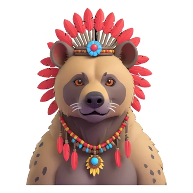 A native strong buff hyena with war bonnet posing  sticker