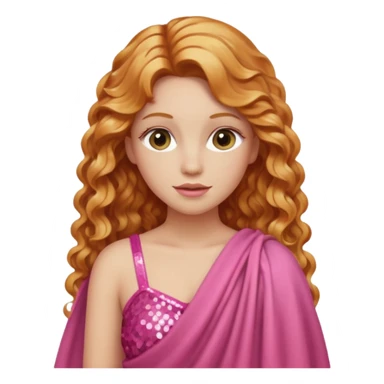 Venus, Goddess of  from Roman Deities with long strawberry blonde wavy hair, pink sequin toga sticker