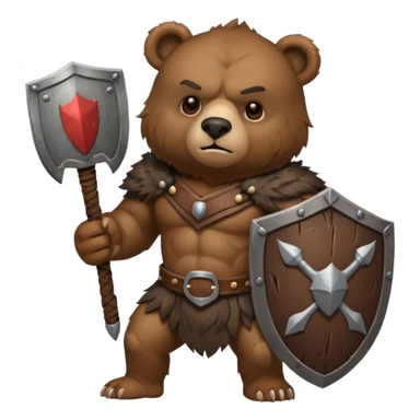 bear warrior with shield sticker
