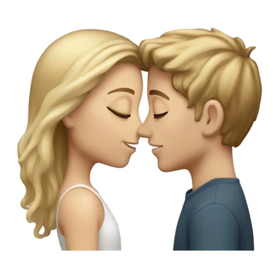 White girl with brown hair kissing white boy with blond hair sticker