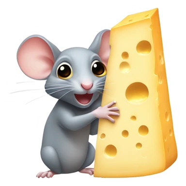 Mischievous rat biting a block of cheese sticker