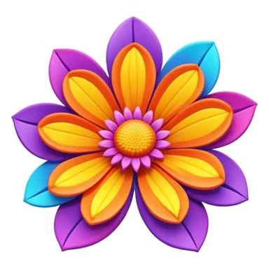 A large 3D style psychedelic colored flower sticker