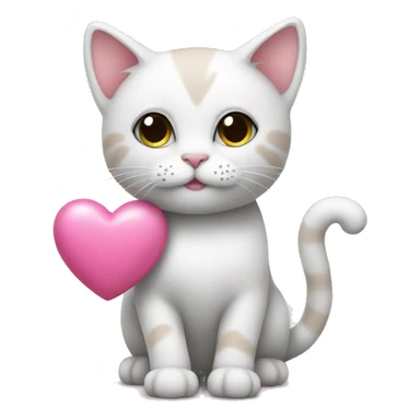 kitty holding a pink heart sticker