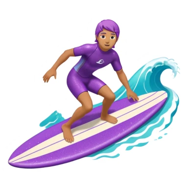 glitter surfer purple surf in wave ocean cian sticker