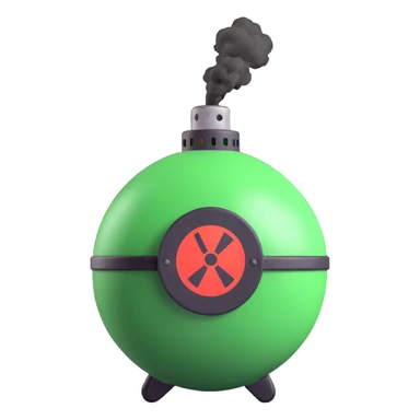 classic bomb with a green radioactive warning sign sticker