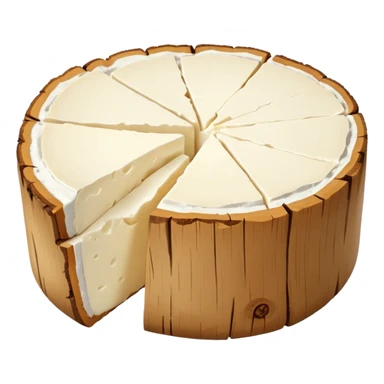 goat cheese, small log or round slice, pure white, crumbly interior, smooth matte, thin pale rind, soft but structured, cracks or uneven edges, no bread, herbs, or plate, no faces, clean 3D, soft shadows, transparent background, emoji scale sticker