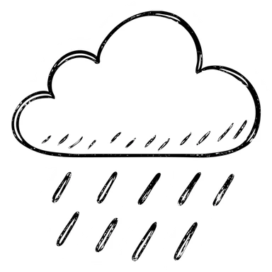 hand-drawn outlined rain icon, sketchy look sticker