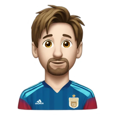 Lionel messi with medal around his neck kissing the world cup sticker