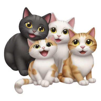 four cats having a party sticker