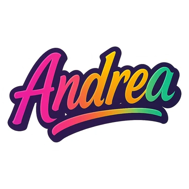 The name 'Andrea' in a thick, colorful, edgy, youthful, elegant font, text only, no emoji, transparent background. sticker