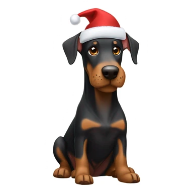 Doberman with Christmas hat ￼ sticker