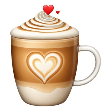 latte with heart-shaped foam, inviting sticker