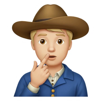 Generate a Dutchman holding his finger to his mouth. Like a secret. PNG on a transparent background. sticker