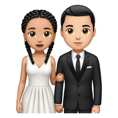 Lightskin girl with black box braids married to big white boy with short black hair sticker