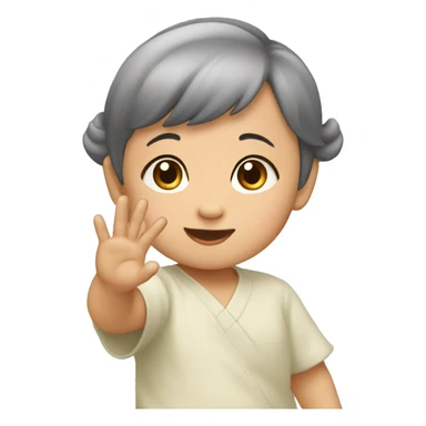 asian baby girl waving arm sticker