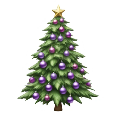 Realistic decorated green and lilac Christmas tree sticker
