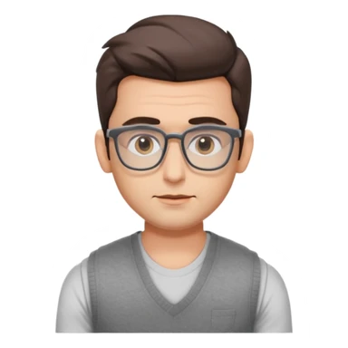 generate a pretty bratz emoji 
Make her look like hrithik roshan wearing white tee with a grey v neck sleeveless weater vest over it. wearing rectangle spectacles

he should look exactly  like hrithik roshan. looking autistic sticker