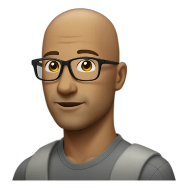 bald man square glasses and no beard sticker