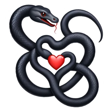 Two black snakes making a heart sticker