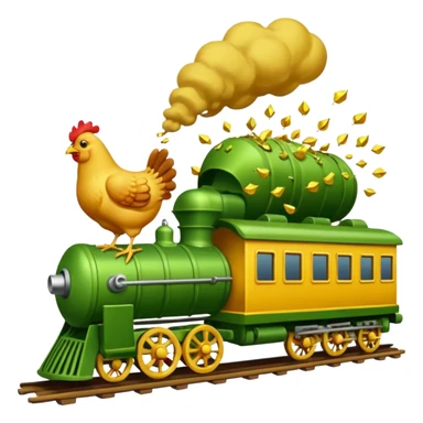 Chicken eating a train while the chicken is exploding earrings a pickle sticker