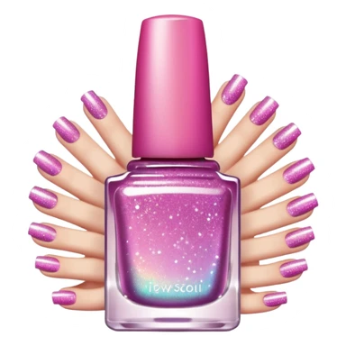 Pink glitter nail polish sticker