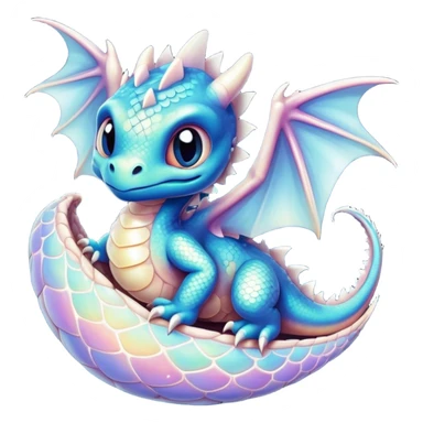 Airbrush painted image of a dragon hatchling under a deep galactic sky with pearlescent scales and wings spread against the stars sticker