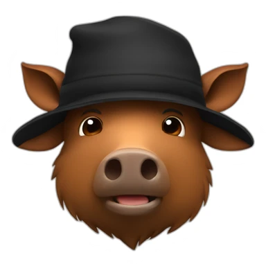 fullface brown boar tired of life with a black winter hat sticker