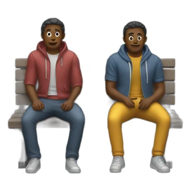 two figures sitting on a bench sticker