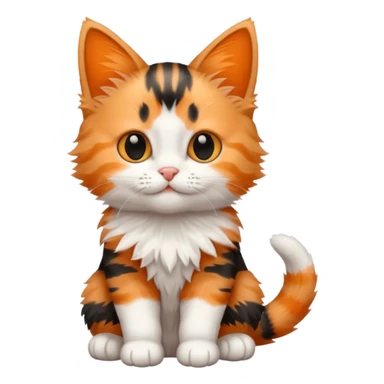 a three colored (orange, blade and white) sitting kitten  sticker