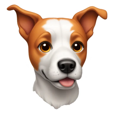 Orange, black, and white dog with pointy ears sticker