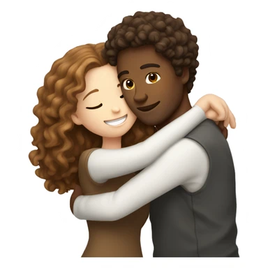White girl with brown curly hair hugging white guy with brown hair sticker