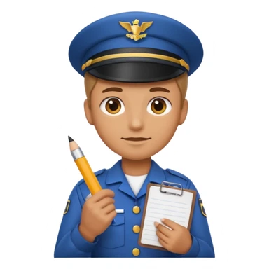 create a realistic emoji of a packaging person with a protocol in his hand writing something down. sticker