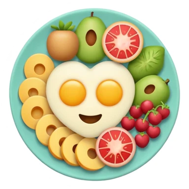 Vegetarian breakfast emoji icon, flat vector, minimal design, pastel colors, iOS emoji style, centered, transparent background, no eggs, no meat.” sticker