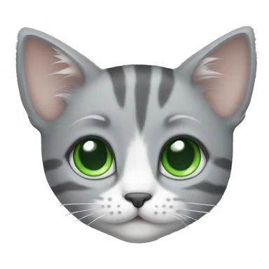 Grey kitten with green eyes and with white strips sticker